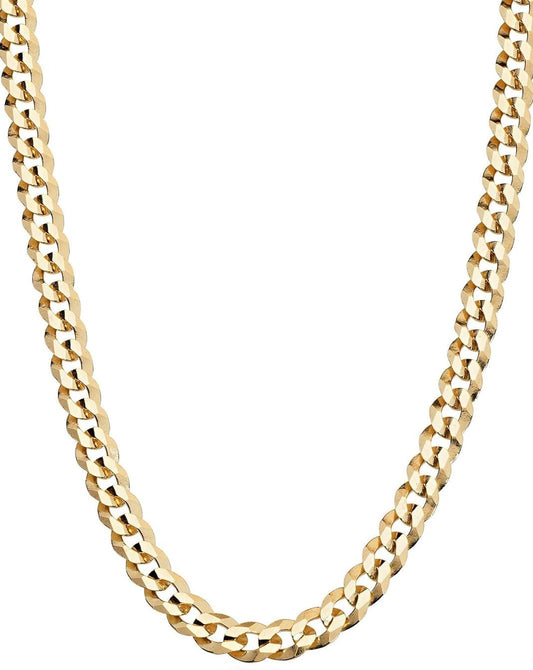 Solid 18K Gold over 925 Sterling Silver Italian 5Mm Diamond-Cut Cuban Link Curb Chain Necklace for Women Men, Made in Italy
